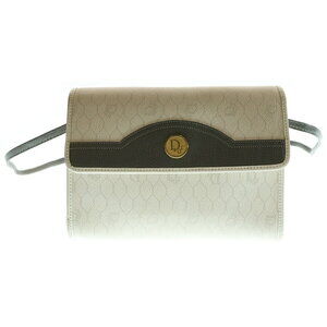 Christian Dior Honeycomb Shoulder Bag White Gray Leather